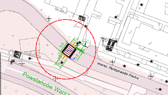 Roboty drogowe na ul.Focha – budowa przejścia wyniesionego