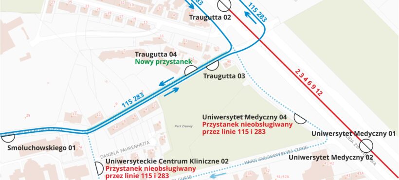 🚌 Linie 115, 283: zmiana trasy na Aniołkach,  krótszy czas dojazdu do UCK 🚌