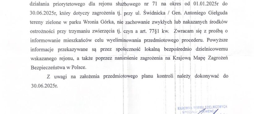 Działania interwencyjne podejmowane przez policję na Wroniej Górce